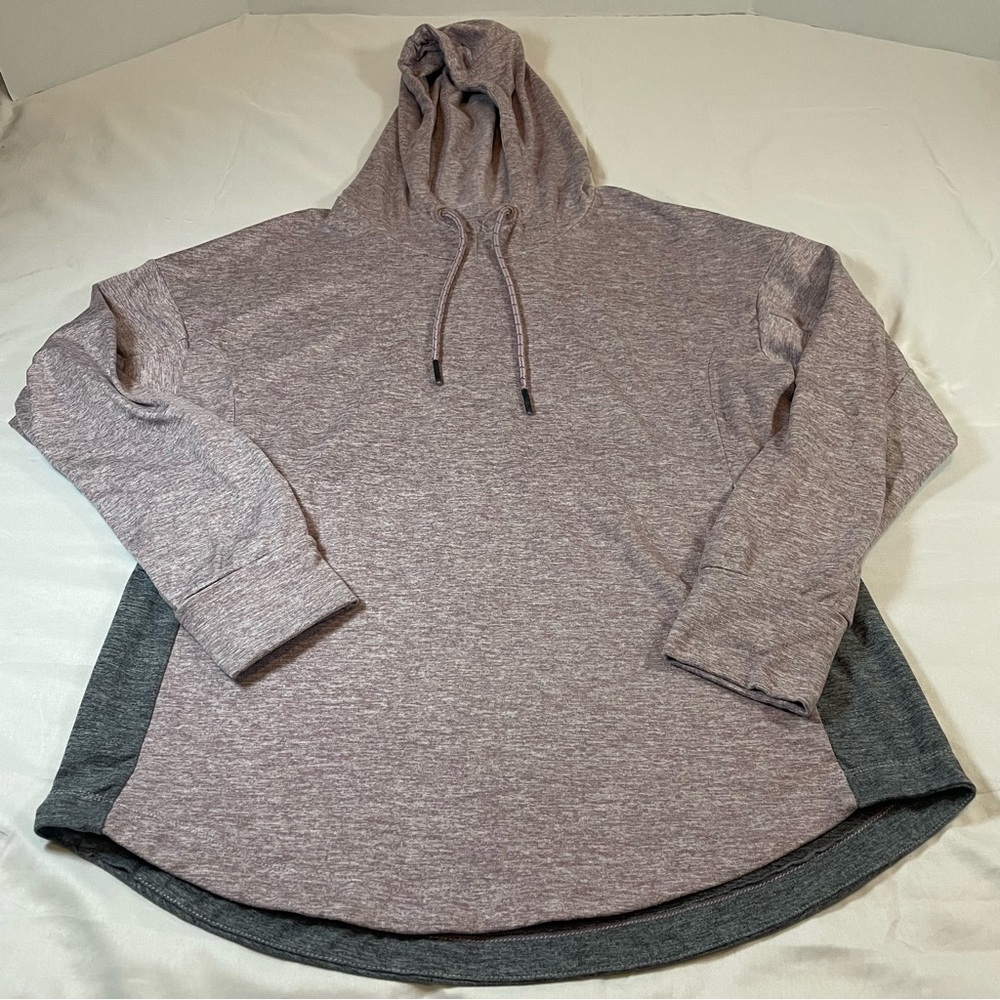 Serene Tangerine Womens Large Lavender Grey Heathered Colorblock Hoodie Pullover